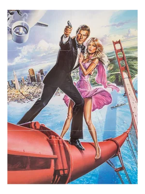 A View to a Kill Starring Roger Moore, Film Poster, Framed