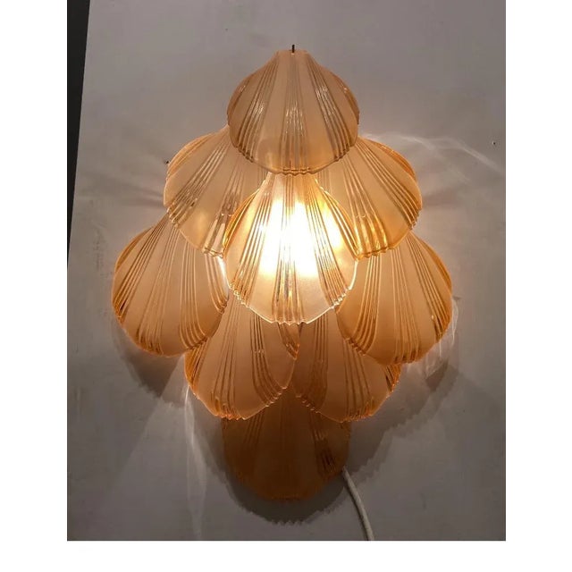 1980s Italian Shell Glass Sconces, 1980s, Set of 2 For Sale - Image 5 of 8