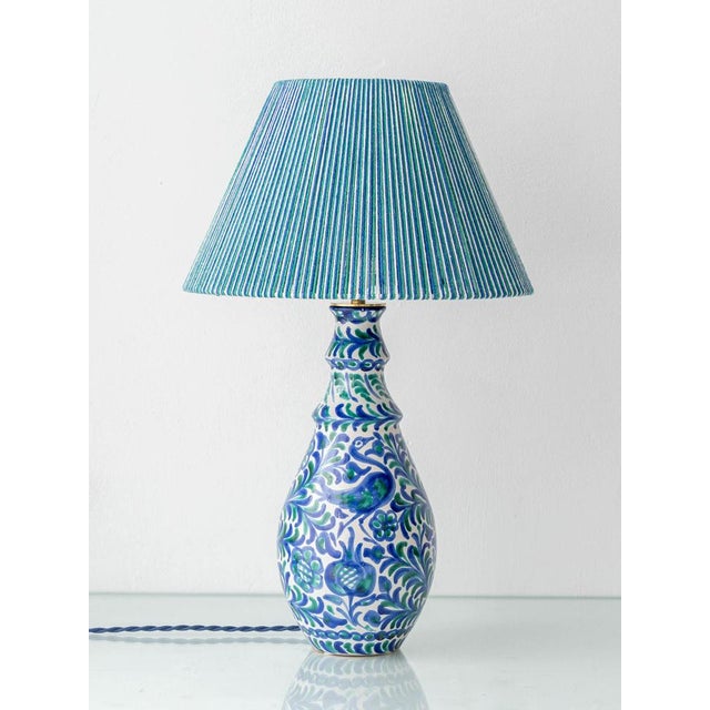 Spanish Fajalauza Ceramic Table Lamp with Hand-Woven Lampshade For Sale - Image 15 of 15