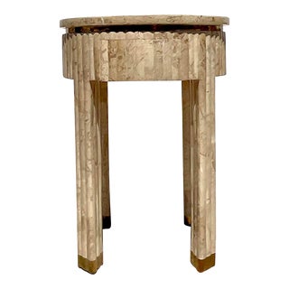 Vintage Contemporary Tessellated Stone Side Table For Sale