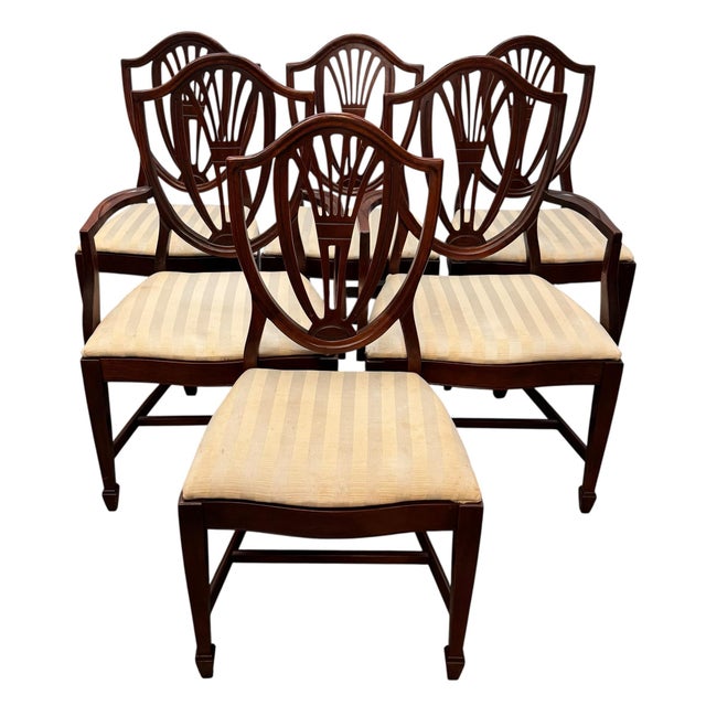 Vintage Sheraton Style Solid Mahogany Dining Chairs - Set of 6 For Sale - Image 10 of 10