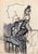 Mino Maccari, Figures, Nude, Charcoal and Watercolor Drawing, 1960s For Sale