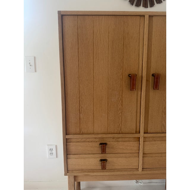 Kurt Ostervig Kurt Ostervig Oak Cabinet With Leather Pulls For Sale - Image 4 of 18
