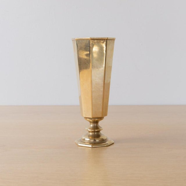 1950s French Brass Faceted Vase For Sale - Image 9 of 10