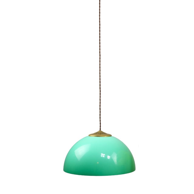 Mid-Century Italian Brass and Acrylic Glass Pendant Lamp For Sale