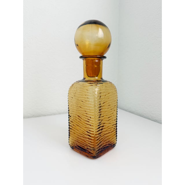 Glass 1960s Italian Empoli Amber Glass Decanter, Attributed For Sale - Image 7 of 8