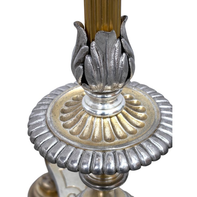 1910s Candleabra Floor Lamp With Lion Heads in Solid Cast Brass #2612 For Sale - Image 9 of 11