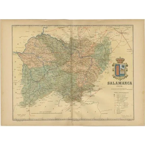 Cartographic View of Salamanca, The Golden Province of Spain, 1902 For Sale - Image 6 of 6