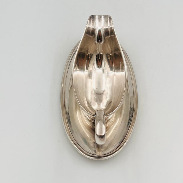 Silver Vintage Gorham Colonial Silver Plated Gravy or Sauce Boat With Attached Underplate For Sale - Image 8 of 13