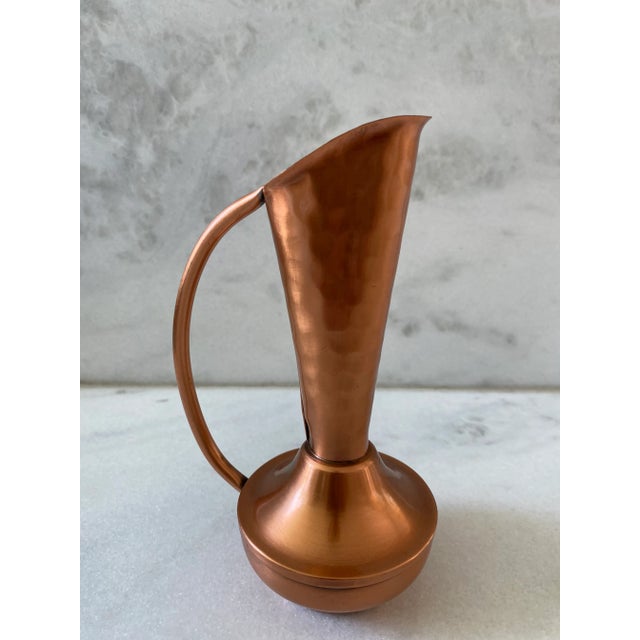 Small Hammered Copper Ewer Pitcher or Bud Vase by Gregorian For Sale - Image 4 of 8