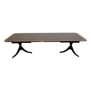 Sutton Furniture Banded Mahogany Traditional Duncan Phyfe Style 112" Double Pedestal Dining Table For Sale