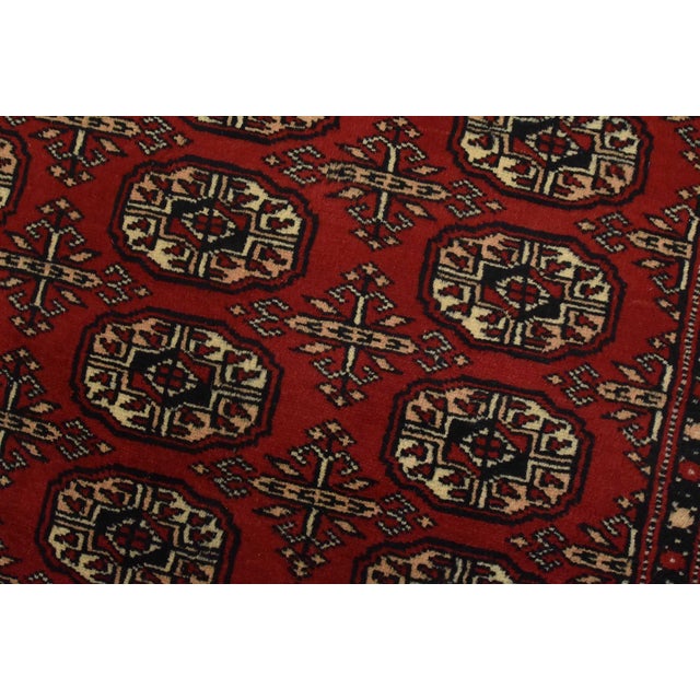 Bokhara Rug 4’1” X 6’5” Red Wool Tribal Hand-Knotted Oriental Carpet For Sale - Image 4 of 12