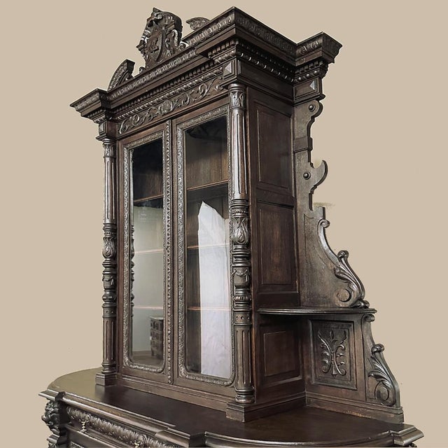 19th Century French Renaissance Two-Tiered Bookcase ~ Bibliotheque For Sale - Image 10 of 18