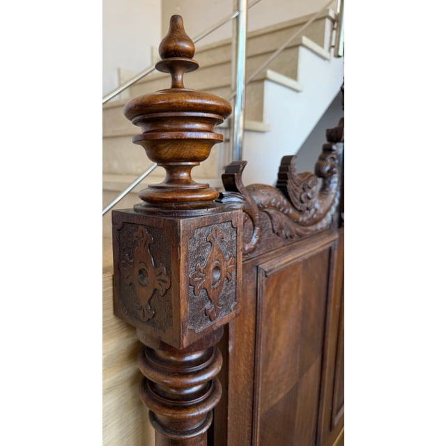 Antique French Louis XVI Style Rosewood Carved Bed Frame, 1880 For Sale - Image 9 of 15