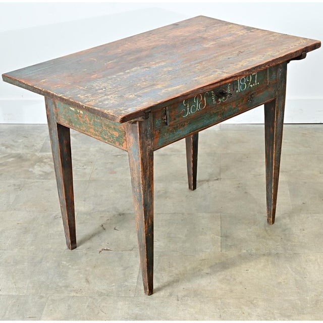 Swedish Painted Pine Desk Circa 1827 For Sale - Image 10 of 12