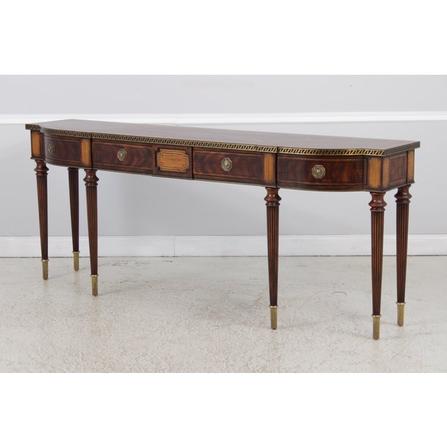 Traditional Theodore Alexander Georgian Style Mahogany Inlay Buffet Console Table For Sale - Image 3 of 15