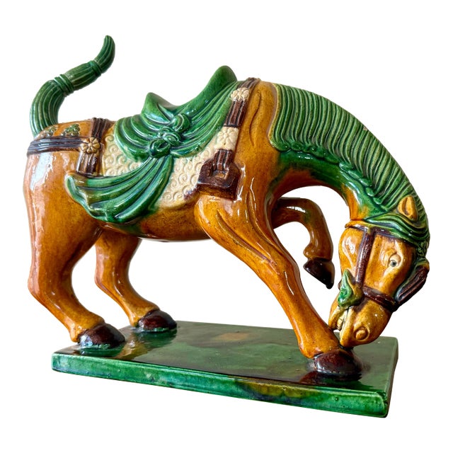 Large Mid-Century Chinese Tang Dynasty Style Horse Figurine For Sale