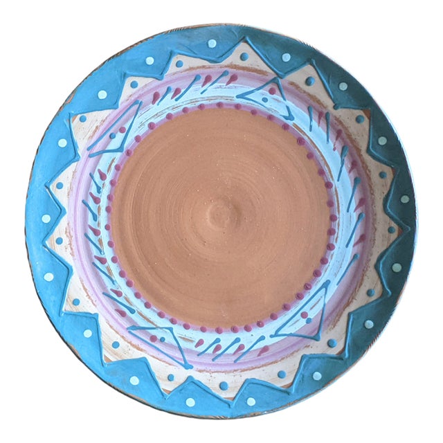 Vintage Original Studio Pottery Postmodern Southwestern Decorative Plate Signed For Sale