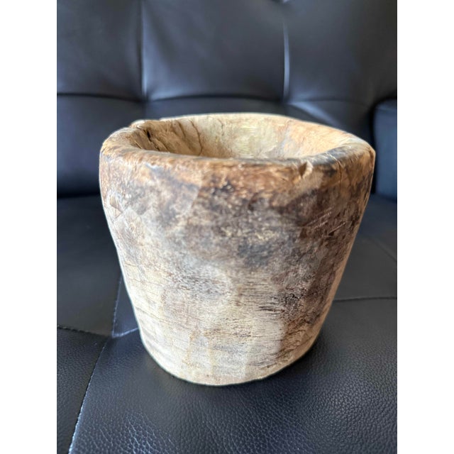Weathered Carved Wood Vessel: Primitive Organic Sculpture For Sale - Image 4 of 5