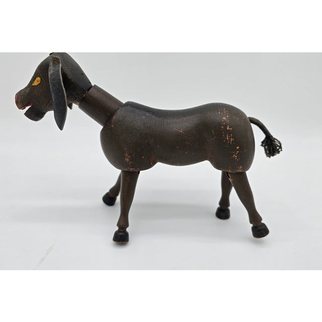 Antique German Schoenhut Humpty Dumpty Circus Wooden Poseable Toy Donkey For Sale - Image 9 of 11