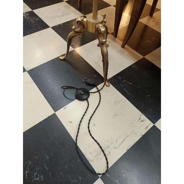Vintage Brass Tripod Floor Lamp, 1950 For Sale - Image 10 of 11
