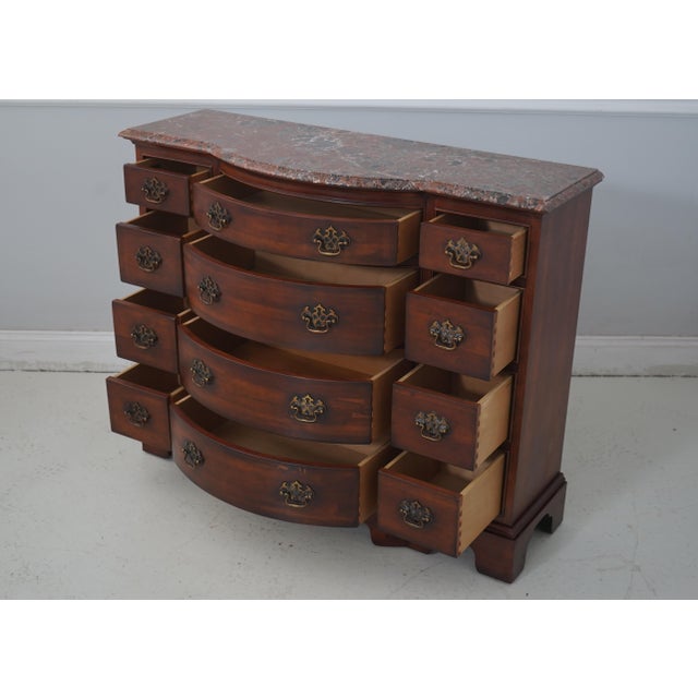 Traditional Century Cherry 12 Drawer Marble Top Server Console For Sale - Image 3 of 12