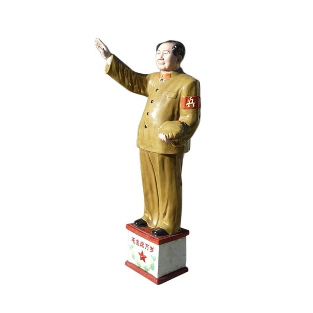 Asian Vintage Ceramic Olive Green Historical Ceramic Figure For Sale - Image 3 of 7