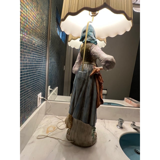 Ceramic Mid 19th Century Mid Century Modern Ceramic Lamp Mary With Lamb For Sale - Image 7 of 9