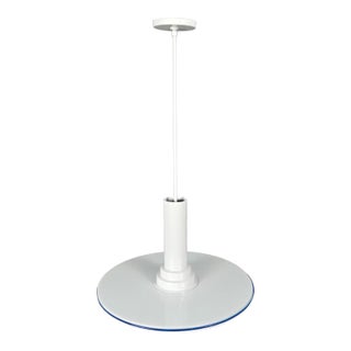 1990s Fredrick Ramond Riva Postmodern White & Blue Lucite Hanging Light Fixture For Sale