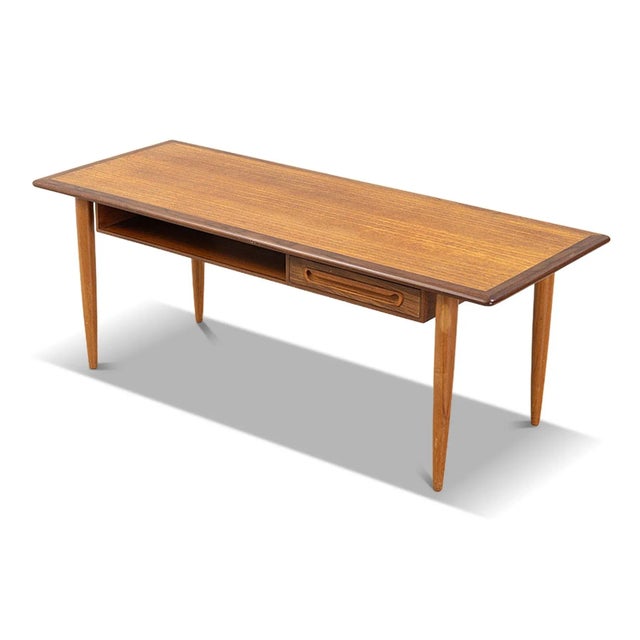 Mid 20th Century Danish Modern Coffee Table With Storage Cubby + Drawer For Sale - Image 4 of 4