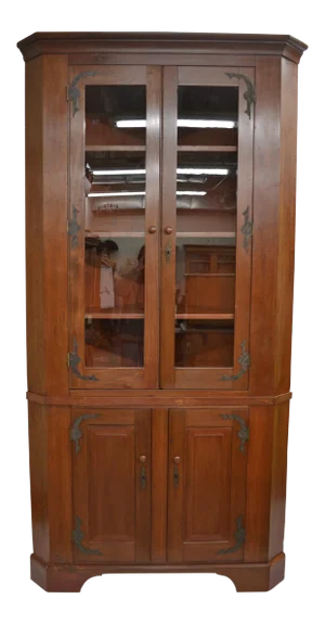Large Cherrywood Glazed Corner Cupboard