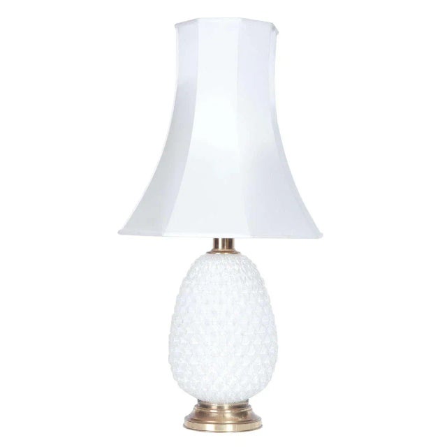 This 1950s opaline glass and brass lamp has recently renewed wiring. European Plug (up to 250V).The wiring of this item...