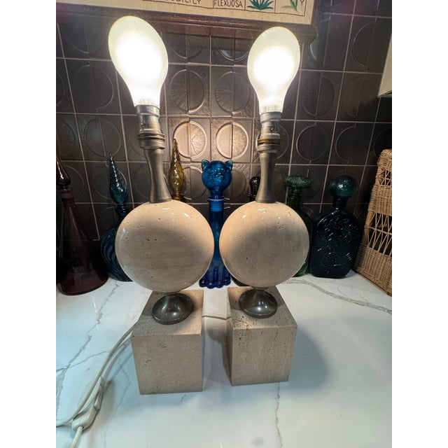 Eggshell Vintage Philippe Barbier Sculptural Lamps - a Pair For Sale - Image 8 of 12