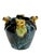 Charming vintage Italian majolica cachepot featuring four sculptural frog heads perched around the rim. Finished in a rich...