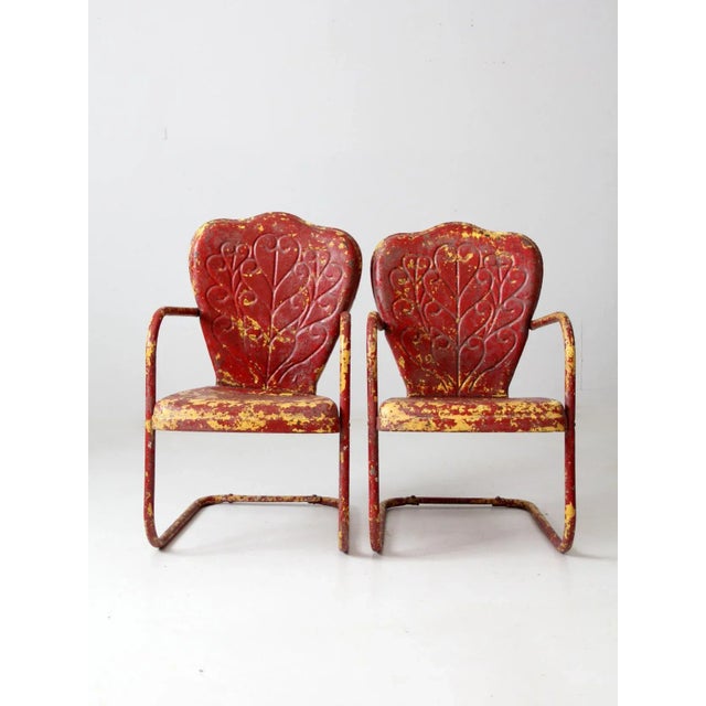 Mid Century Metal Bouncer Patio Lounge Chairs - A Pair For Sale - Image 13 of 13