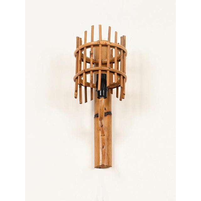 Mid-Century Modern Rattan Lantern Sconces by Louis Sognot, France, 1960s, Set of 2 For Sale - Image 6 of 13
