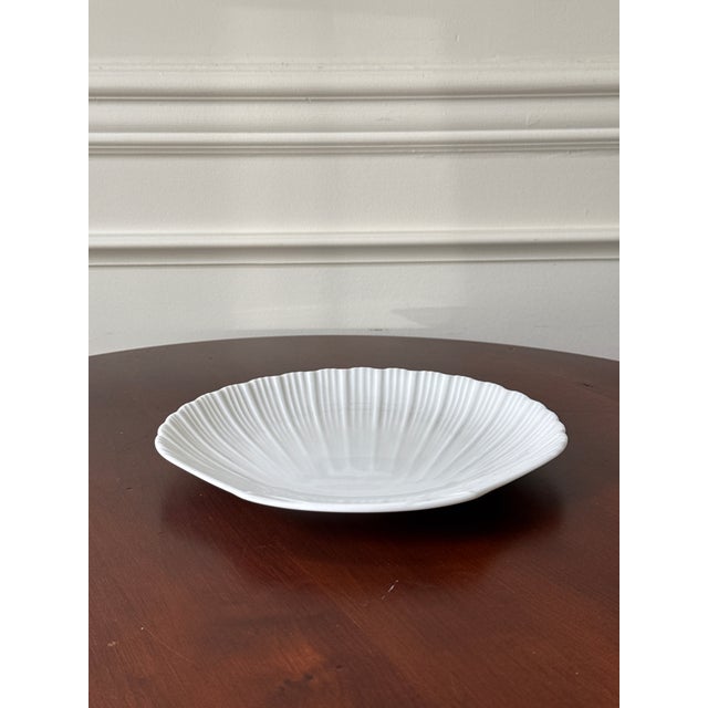 Contemporary Scallop Shell Shaped White Ceramic Plates— Set of Four For Sale - Image 12 of 18