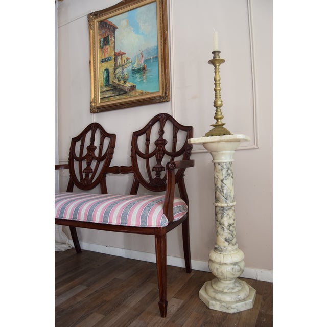 Hepplewhite Late 19th- To Early 20th-Century Hepplewhite-Style Settee For Sale - Image 3 of 5