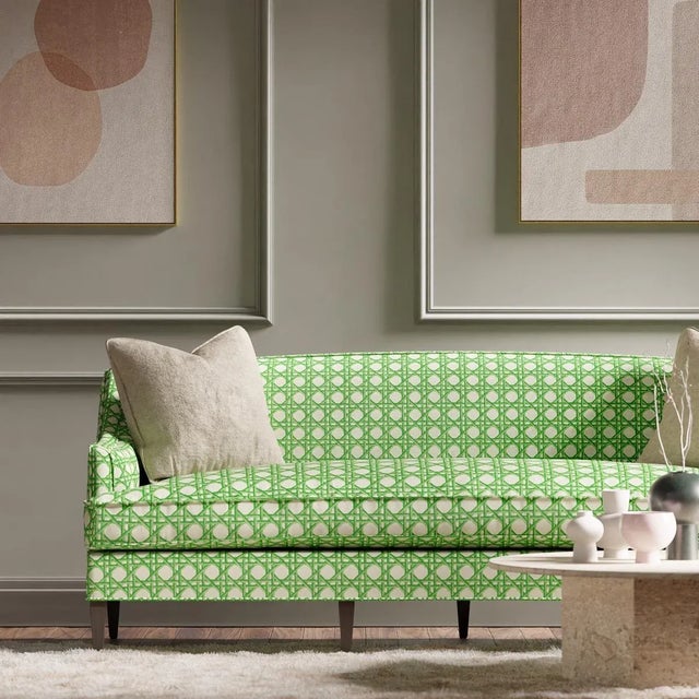 Contemporary Harlequin Lovelace Fabric in Apple/Paper Lantern - a Sample For Sale - Image 3 of 3