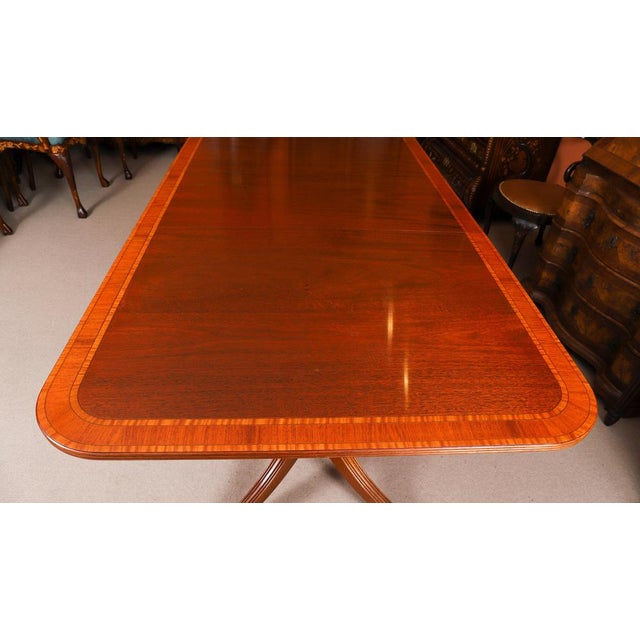 Vintage 20th Century Twin Pillar Flame Mahogany Dining Table from William Tillman For Sale - Image 12 of 16