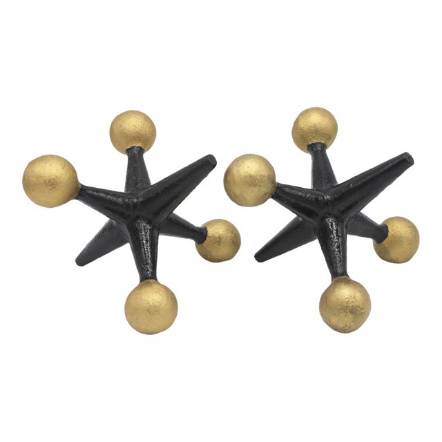 Mid Century Modern Black and Gold Jacks - a Pair For Sale