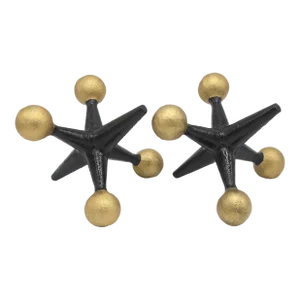 Mid Century Modern Black and Gold Jacks - a Pair