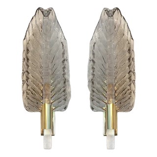 Gray Leaf Murano Glass Wall Sconce by Simoeng, Set of 2 For Sale