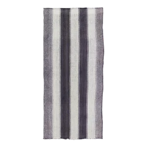 Mid 20th Century Vintage Turkish Kilim With Vertical Stripes in Brown and Cream