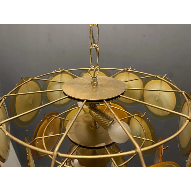 Murano Glass Disc Chandelier, 1970s For Sale - Image 8 of 11