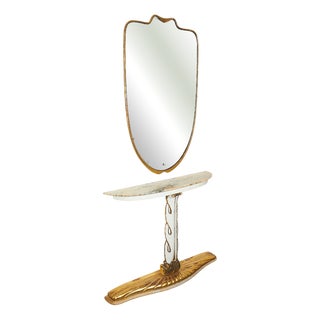 Console with Mirror in the style of Osvaldo Borsani, 1940s, Set of 2 For Sale