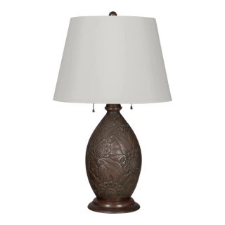 Art Deco Patinated Brass Lamp For Sale