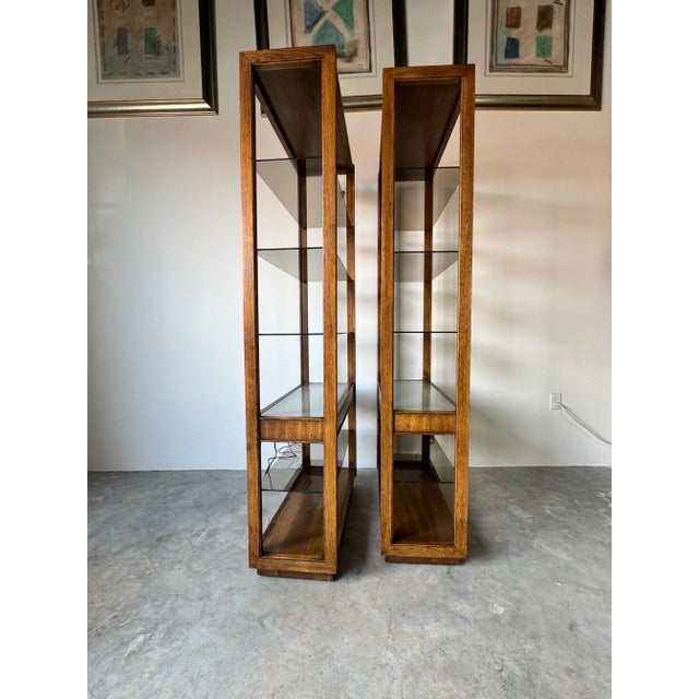 1970s Pair of 1970s Mid-Century Modern Six-Tier Étagères With Smoked Glass Shelves/ Sold For Sale - Image 5 of 12