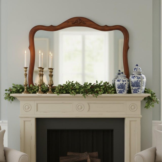 French Provincial Vintage French Provincial Wall Mirror Large Wood Framed-Hollywood Regency-Vanity For Sale - Image 3 of 11