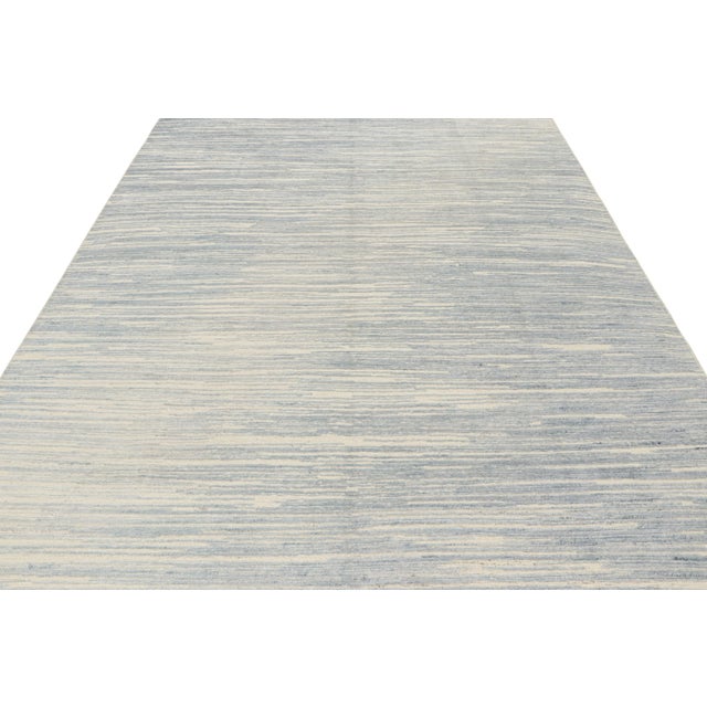2010s Rug & Kilim’s Contemporary Textural Rug in Blue and Beige Tones and Striae For Sale - Image 5 of 7